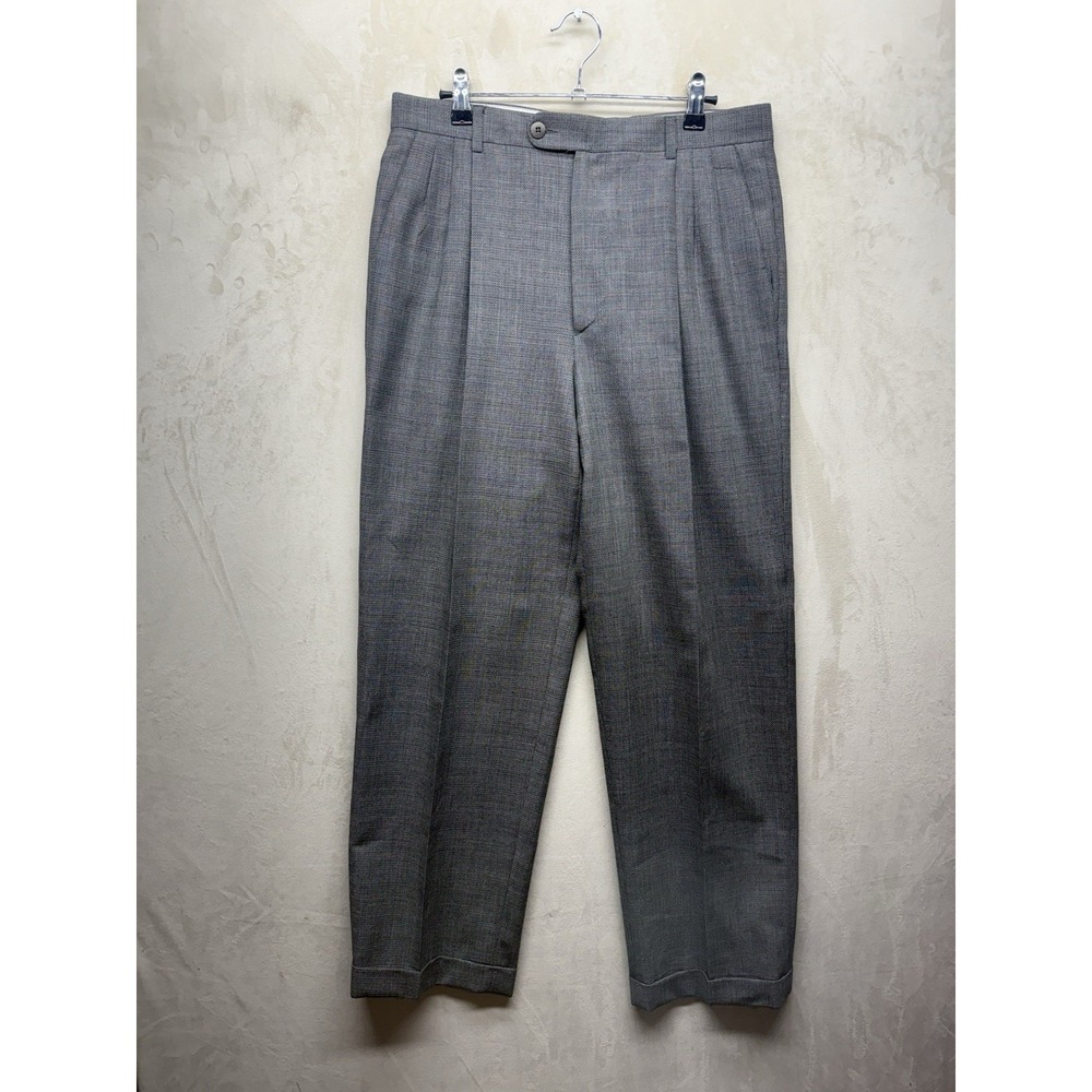 Zanella Dress Pants Mens 32x30 Charcoal Gray Alter Pleated Wool Trouser Italy